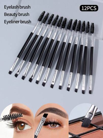 12pcs Pink Eye Brushes Set, Vegan Makeup Brushes With Concealer Powder Eyeshadow Blending Eyeliner Spoolie Brush, Premium Synthetic Black Cosmetic Brush Suitable For Festivals And Daily Makeup. Practical For Repeated Use Multiple Times.