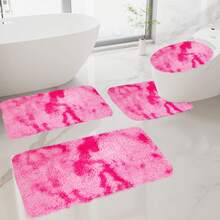 Bathroom Rug Mat Set 3/4/5 Piece, Mixed Color Bath Mat Set, Non-Slip Ultra Soft Carpet Mats, Water Absorbent With U-Shaped Toilet For Bathroom, Tub, Shower, Thick Bathroom Mat, Machine Washable Bath Mat For Bathroom Floor - Hồng - Xem 4