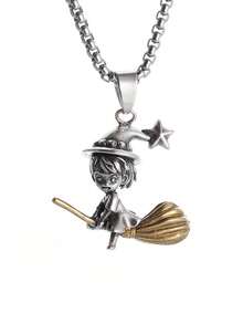 1件复古奇幻女巫项链双色镀层魔法时尚首饰礼品 - 彩色 - 查看 7