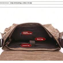 Retro Casual Messenger Bag, Multi-Functional Crossbody Bag For Men - Brown - View 8