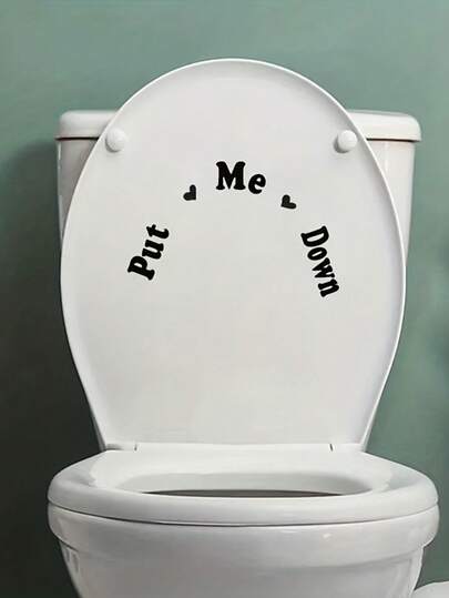 1pc Toilet Sticker With Funny Reminder "Please Put Me Down The Toilet", Applicable For Toilet Lid, Funny Reminder Sticker, Bathroom Decor Accessory, Camping Toilet, Bathroom Decor, Shower Room Decor, Home Decor, Toilet Sticker