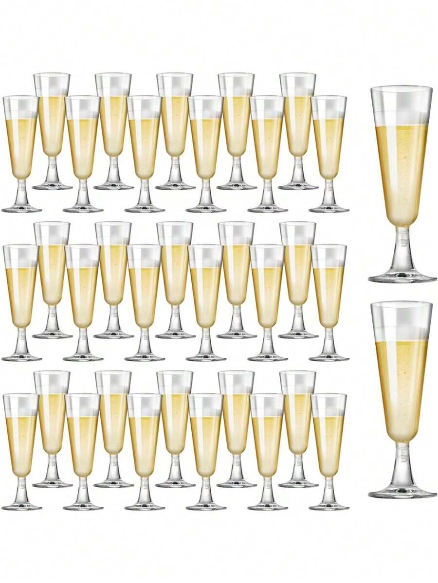 5/10/20/25/30/50/100pcs Transparent Champagne Glasses, 130ml/5oz Reusable Clear Champagne Flutes, Durable Elegant Champagne Cup Shape, Suitable For Weddings, Cocktail Parties, Holidays, Christmas, New Year - View 1