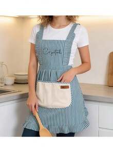 Custom Embroidered Apron,Personalized Name Apron With Pockets,Ruffle Baking Apron,Kitchen Apron,Chef Cooking Apron,Birthday Gifts For Mom - Multicolor - View 3