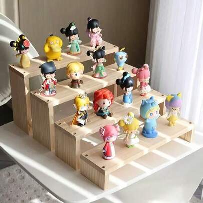 1个木质桌面收纳架，适用于存放指甲油、香水、香薰蜡烛、空气清新剂和其他桌面装饰品，适用于书桌、办公室、梳妆台、卧室、浴室、家居、房间收纳，木质多层首饰展示架，耳环/项链/戒指收纳架，直播桌面装饰，店铺展示架