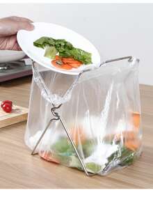 Suporte Dobrável para Saco de Lixo em Aço Inoxidável, Suporte de Armazenamento de Saco de Lixo de Cozinha, Suporte para Pano de Limpeza (Existem marcas de solda evidentes na interface do produto, mas não afetam o uso) - Multicolorido - Visão 8