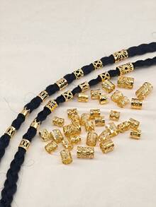 180pcs Hair Rings Collection(Shaped-Sun & Crown) - Multi-Style Adjustable Alloy Hair Cuffs, Boho Hair Jewelry For Women's Dreadlocks & Braids - Gold - View 2