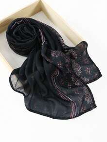 1pc Women's Bohemian Gradient Lightweight Breathable Chiffon Single-Sided Printed Hijab, Autumn/Winter Street Style Scarf, Suitable For Daily Wear,Accessories,Beach Towel - Retro Hidden Compartment - View 6