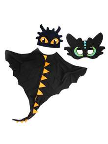 3pcs Set - Dinosaur Cape, Hat And Mask, Children's Performance Costume For Halloween, Christmas, Cosplay, Birthday Party, Role-Playing, Suitable Gift For Boys And Girls - Multicolor - View 10