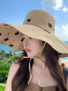 1pc New Four-Leaf Clover Shaped Wide Brim Sun Hat, Reversible Summer Casual Party UV Protection Polyester Sun Hat, Suitable For Women - Multicolor - View 14