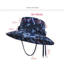 1顶可折叠户外迷彩遮阳帽，大帽檐防风防紫外线透气，男女通用钓鱼徒步战术渔夫帽，节日礼物 - K - 查看 3