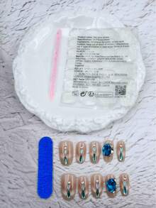 10pcs Handmade Almond-Shaped Light Pink Scented French Manicure Nail Stickers, Embossed Nail Art, Suitable For New Year, Valentine's Day, UV Lamp Manicure, Summer, Wearable Nail Art, Elegant Design, High-End French Style - Baby Pink - View 5