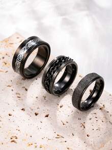 3件套不锈钢戒指，可旋转，男女通用，适合日常佩戴、节日、约会、送礼。 - 多色-3pcs - 查看 2