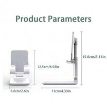 可折叠桌面手机支架，兼容、小米等设备，可调节桌面平板电脑支架，通用桌面手机支架。 - 白色 - 查看 3