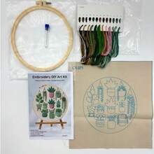 Bộ dụng cụ thêu hình chậu cây, bộ thêu thủ công DIY dành cho người mới bắt đầu bao gồm vải in sẵn, khung thêu, chỉ màu, kim và sách hướng dẫn, phù hợp cho người mới bắt đầu, lý tưởng để trang trí nhà cửa, các hoạt động tiệc tùng, quà tặng Giáng sinh, Ngày của Mẹ, Lễ Tạ ơn, quà tặng sáng tạo cho những người yêu thích thủ công. - thực vật - Xem 9