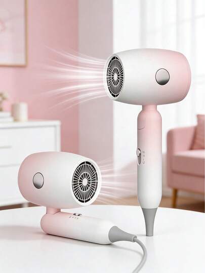 Teckwe Professional Ionic Folding Hair Dryer For Less Frizz, Portable | Strong Wind Hair Dryer With Foldable Handle, Suitable For Home Salon And Travel | Silent And Low-Noise, Ideal For Hair Styling Makeup-EU Plug