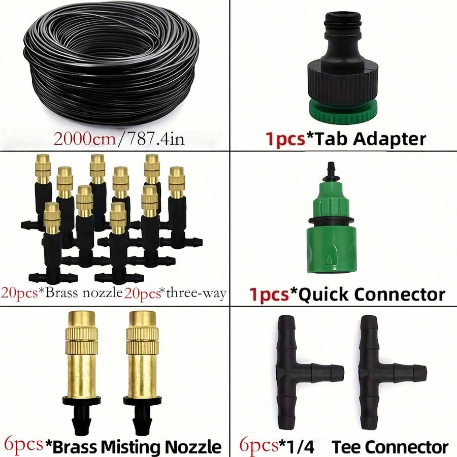 4/7mm Capillary Tube, Equipped With Brass Atomizing Nozzle, Suitable For Lawns, Potted Plants, And Greenhouses. Lawn Automatic Drip Irrigation System, Potted Greenhouse - Irrigation Kit - View 1