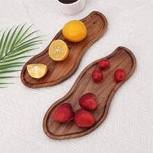 1pc Peanut Shaped Wooden Tray, Dessert Plate, Cupcake Stand, Rustic Farmhouse Serving Platter, Brown Party Decoration Tray, Cheese Board - View 8