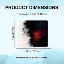 黑色刺绣钢化玻璃鼠标垫，简约艺术风格，硬质鼠标垫，操控顺滑，3mm厚，经久耐用，纳米涂层防刮，水晶玻璃精准桌面垫，适用于电竞训练、专业设计和创意办公。 - 查看 6