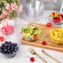 10/25 Pastry Bowls, Transparent Bowls, Kitchen Seasoning Plates, Soy Sauce Plates, Vinegar Plates, Garlic Dipping Bowls, Suitable For Parties, Snacks, Ice Cream Fruit Bowls, Desserts, Soup Snacks, Household Or Event Party Supplies - Clear - View 7