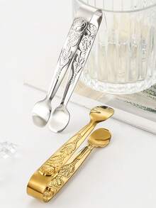 1pc Stainless Steel Rose Pattern Sugar Cube Tongs, Ice Cube Clamp, Food Clip, Towel Clip - View 9