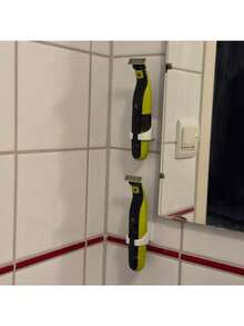 剃须刀支架（安装需使用双面胶），OneBlade WallDo 塑料剃须刀架，节省空间，适用于手动剃须刀、胡须修剪器（浴室、淋浴间） - 安装简便 - 查看 6