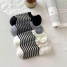 1/10 Pairs Random Minimalist Striped & Polka Dot Casual Comfortable Low-Cut Invisible Socks - Multicolor - View 5