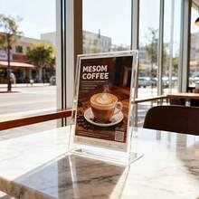 2pcs A6 Acrylic Sign Holder, Transparent Menu Display Stand, Acrylic Paper Rack, Tilted Photo Frame, Suitable For Signs, Brochures, Flyers, Menus, Posters, Applicable For Office Desk, Restaurant, Front Desk, Payment QR Code, Scenic Spot Promotion - 2pcs - View 2
