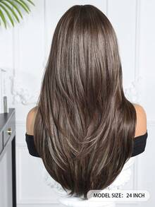 棕色挑染自然层次感假发，优雅长直发假发，适合日常、派对、圣诞节、新年、音乐节、角色扮演、毕业典礼、万圣节、圣诞节等各种场合。 - 挑染棕色 - 查看 6
