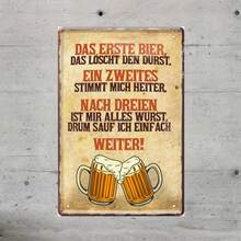 1pc Frameless Tin Sign Schilderkreis24 Tin Sign Funny Beer Saying "..Drum Sauf Ich Einfach Weiter!" Decorative Gift Idea Man Woman 20 X 30 Cm - Multicolor - View 1