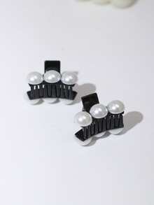 2pcs Pearl Hair Clips, Fashionable Minimalist Versatile, Suitable For Any Occasion - Black - View 6