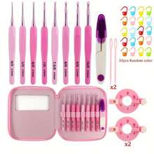 1 Set Crochet Hook Kit, 8 Sizes 2.5-6mm High Quality Pink Crochet Hooks Set With Pink Faux Leather Storage Pouch, Embroidery Bag, Complete Basic Crochet Kit, DIY Knitting And Sweater Making Craft Beginner Set, Yarn Storage, Perfect Mother's Day Gift For Mom And Grandma - C-Multicolor Set - View 11