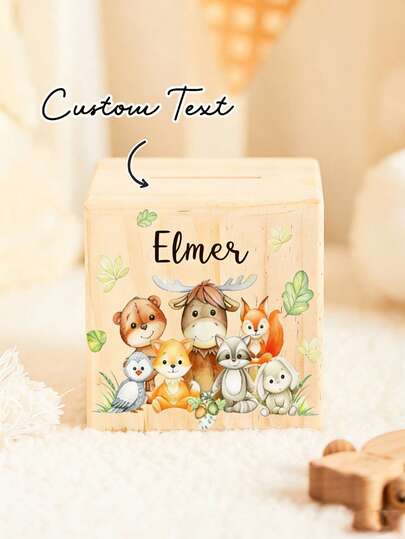 1 pièce Tirelire personnalisée, cadeau avec nom personnalisé pour enfants, avec motifs mignons d'animaux et de fleurs, conception à clapet, cadeau de décoration multifonctionnel pour la chambre des jeunes, le bureau ou en cadeau, décoration de chambre, boîte Beejar, tirelire, boîte surprise d'anniversaire, boîte souvenir de baptême, boîte majordome, coffre à monnaie