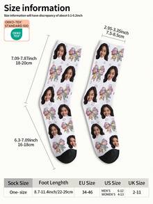 1 par de calcetines con patrón de cara personalizado, se pueden personalizar con fotos, calcetines impresos personalizados, calcetines con caras divertidas, se puede colocar cualquier imagen de cara en los calcetines, adecuado para aniversario, San Valentín, cumpleaños, boda, regalos del Día de la Madre - Multicolor - Ver 7