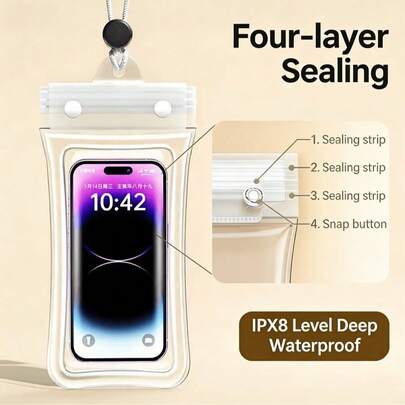 Waterproof Phone Pouch, Touch Screen, Suitable For Swimming, Cycling, Rainy Days, Waterproof Sealed Bag, Underwater Storage, Air Cushion Case