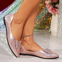 女士尖头蝴蝶结套脚鞋 - 粉色 - 查看 2