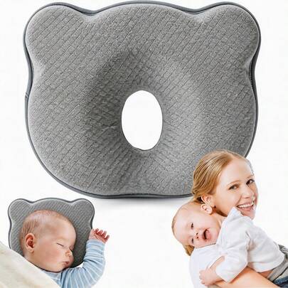 Memory Foam Baby Pillow For Newborn Flat Head BabyPillow Machine-Washable Neck Support Prevent Flat Head100% Cotton