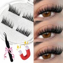 Asiteo 2Pairs Magnetic Lashes Half Eyelashes No Glue Short Magnet Eyelash Natural Look Cat Eye Half Lashes Reusable Magnetic False Eyelashes Adhesive-Free For Eyelash Extensions,Suitable For Slouchy People,Makeup Blogger,Giving Gifts To Women Strip Lashes, Lashes, Eyelashes,Fake Lashes,Magnetic Eyelashes,Magnetic Eyelashes Natural Look,Gift For Women,Girls,Party Supplies,Wedding Gifts - Black - View 7