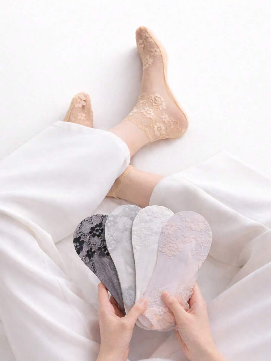 1/5 pares de calcetines mágicos de encaje: Sexy y elegantes calcetines invisibles para cualquier ocasión - Multicolor - Ver 1