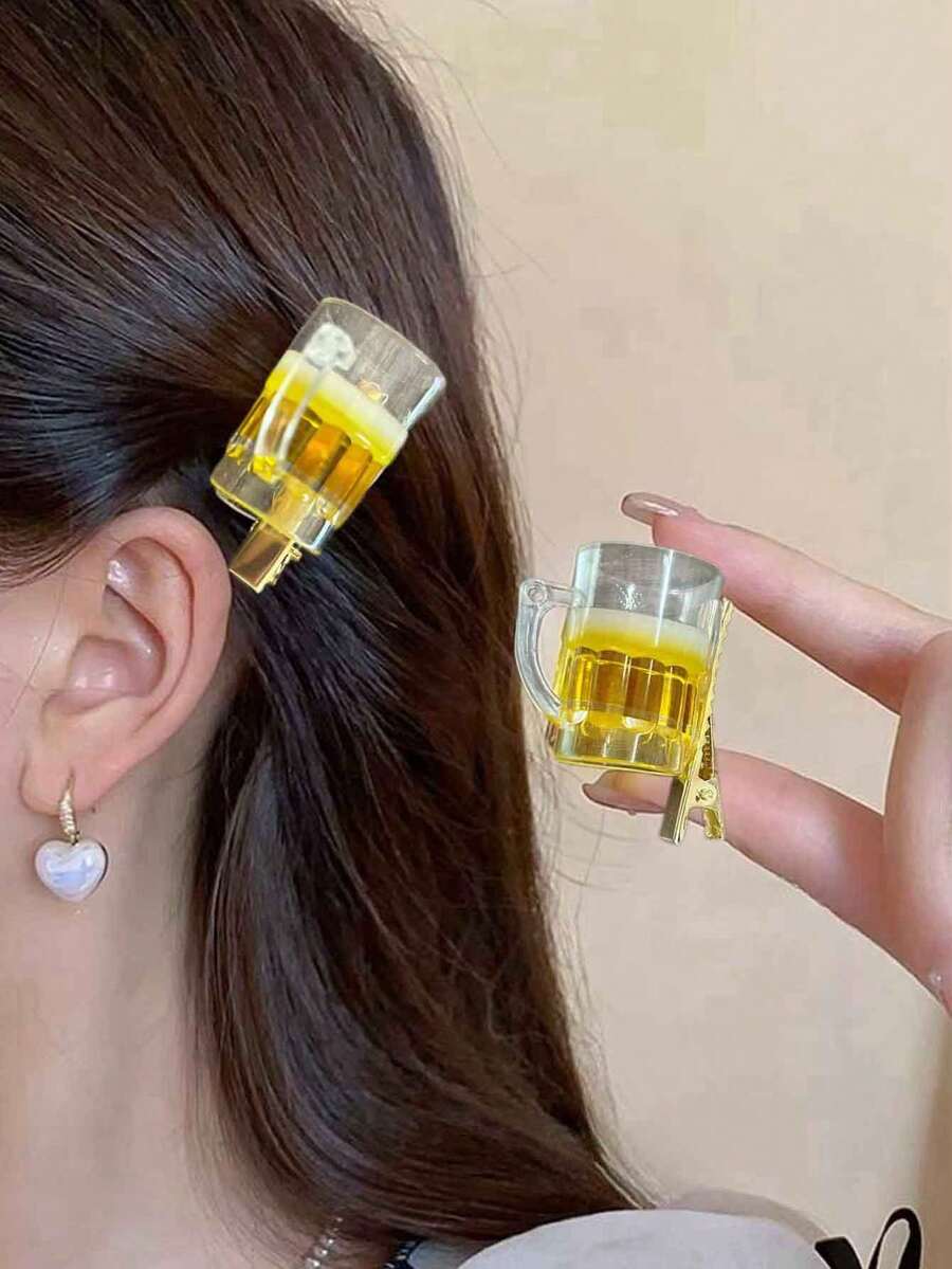 1pc Creative Funny Faux Beer Can Hair Clip, Bangs Side Hairpin, Novelty Gift, Hair Claws, Hair Slide, Hair Barrettes, Accessories
