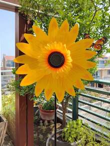1pc Garden Party Pinwheels And Wind Spinners For Your Patio And Lawn Featuring Sunflower Designs. - Sunflower - View 4