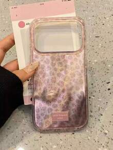 Y2K 可爱彩色涂鸦闪光豹纹手机壳，适用于 17 Pro Max、17 Pro、17、16 Pro Max、16 Pro、16、16 Plus、15 Pro Max、15 Pro、13 Pro Max、14 Pro、12 Pro Max、17 Air、14、13、12、11，韩版防摔时尚手机壳 - 粉色 - 查看 3