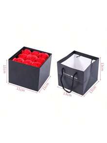 永恒之爱9支玫瑰花束梦幻礼盒（蝴蝶主题），配红色、黑色、粉色带盖纸质首饰盒，情人节首饰盒，婚礼派对首饰盒 - 彩色 - 查看 5