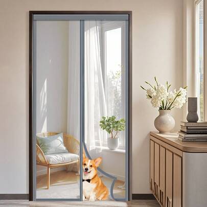 Mosquiteiro magnético moderno (1 unidade), tela de fibra de vidro extragrande, cortina respirável antimosquitos, ideal para casa, quarto, cozinha, sala de estar, sala de jantar, varanda e janelas. Durável e resistente a arranhões, lavável à mão e sem necessidade de eletricidade.