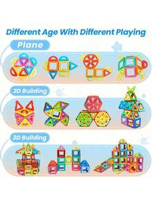 Kid's Magnetic Building Block Set, STEM Education Building Toy, Made Of ABS Material, Better Cultivates Kid's Hands-On Skills, Creative Learning Puzzle Gift For Kid's . - Multicolor - View 4