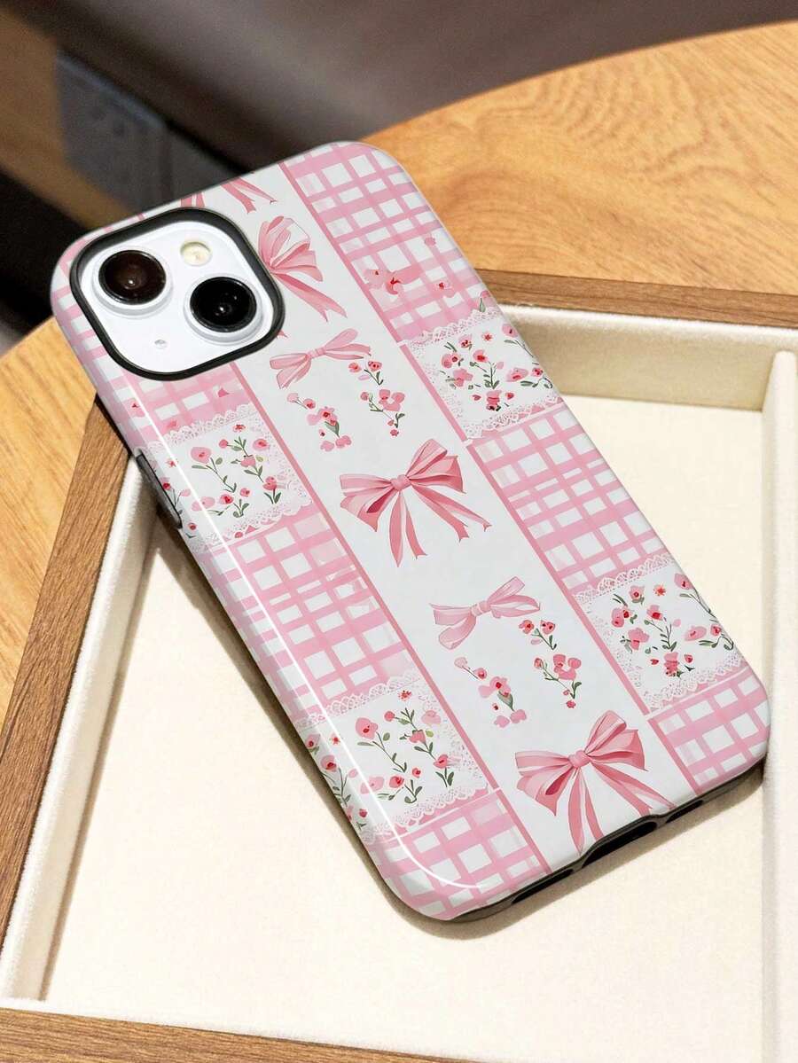 1个可爱棋盘格花卉蝴蝶结防震手机壳，高清图案，兼容 11/12/XR/13/13 Pro/13 Pro Max/14/14 Pro/14 Pro Max/15/15 Pro/15 Plus/15 Pro Max/16/16 Pro/16 Plus/16 Pro Max/17 Air/17 Pro/17 Pro Max，以及Galaxy S25/S25 Ultra/S25 Plus/A55/A56/A35/A36/A17。 - 彩色 - 查看 1