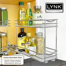 Lynk Professional Organizador Extraíble para Especias de 4-1/4 Pulgadas de Ancho Doble Cromado - Plateado - Ver 6