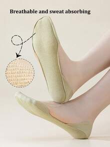 1/4/6双装春夏冰丝船袜，女士防滑，防后跟滑脱，隐形袜，薄款低帮袜，透气凉爽袜 - 彩色 - 查看 7