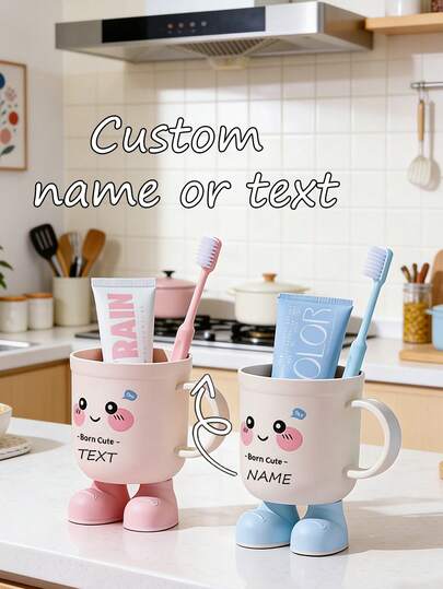 Customizable Cute Bathroom Mug With Personalized Name. Adorable Big-Eyed Rinsing Cup, Fashionable Cartoon Toothbrush Cup, Suitable For Dorm And Home Use, Relieving Morning Irritability. Applicable For Home, Bathroom, Hotel, Party And Travel. An Excellent Daily Gift For Family And Friends.