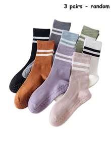 6 Pairs/Pack Pula Unisex Non-Slip Socks, Colorful Yoga Socks, Pilates Grip Socks, Non-Slip Breathable Yoga Socks, Suitable For Ballet And Yoga, Gift For Family And Friends (Christmas, New Year) (6/3/1 Pairs) - Multicolor - View 2