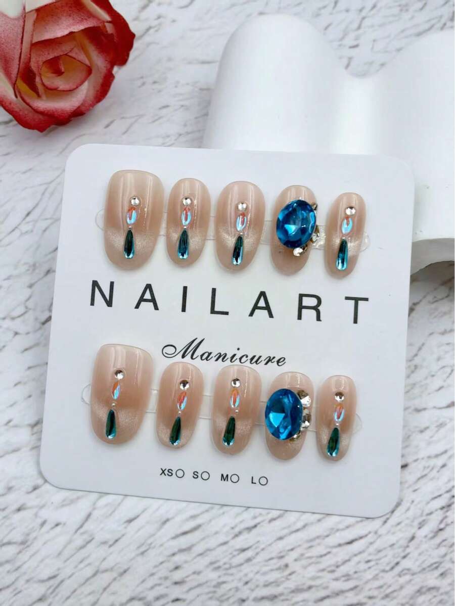 10pcs Handmade Almond-Shaped Light Pink Scented French Manicure Nail Stickers, Embossed Nail Art, Suitable For New Year, Valentine's Day, UV Lamp Manicure, Summer, Wearable Nail Art, Elegant Design, High-End French Style